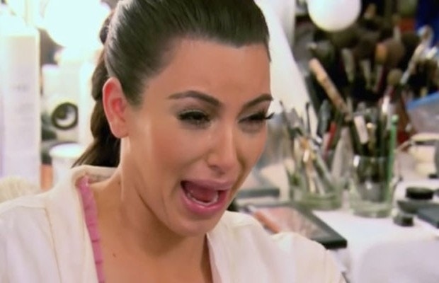 Photo of Kim Kardashian making her "ugly cry" face as an emotional release when you're feeling stress and anxiety as a woman in Florida with a Broward Counselor with online therapy in Florida.